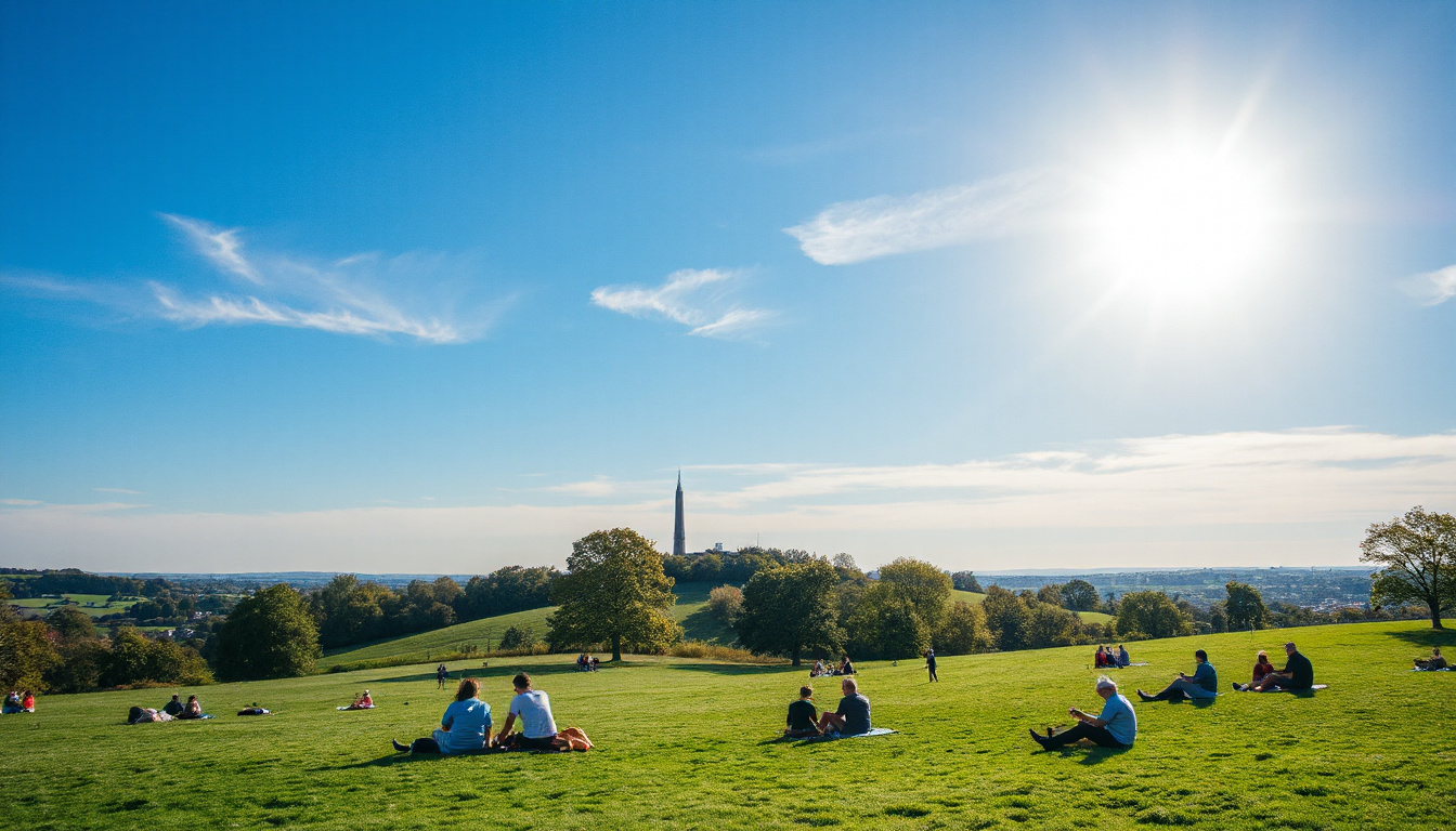 Relaxing at Hampstead Heath or Parliament Hill on sunny weekends